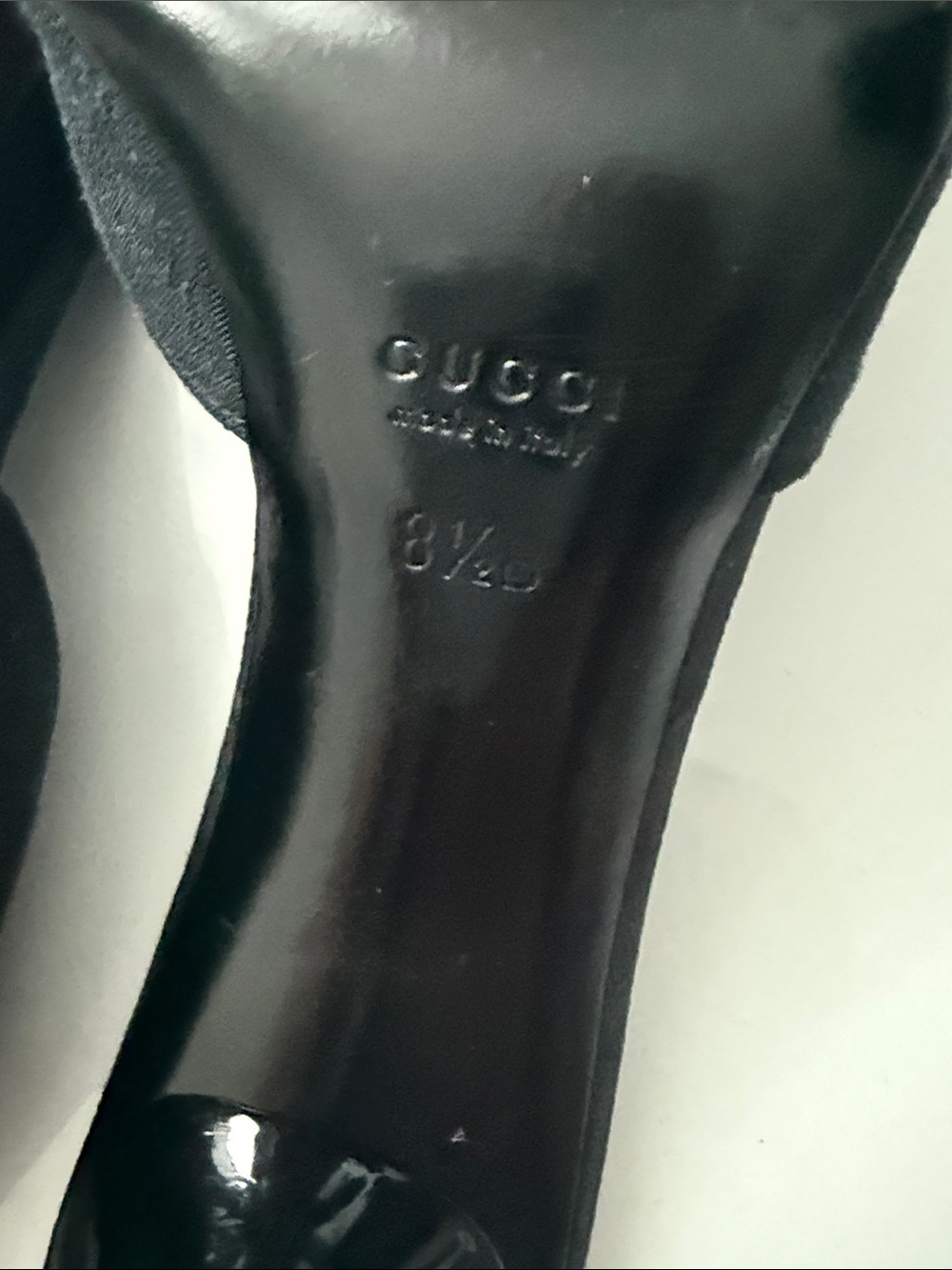 Gucci Black Leather Open-Toe Mules with Gold Horsebit - Picture 5 of 11